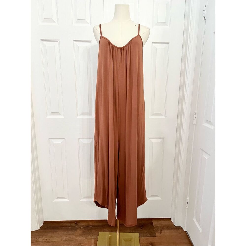 Z Supply Womens Rust Penny Flared Wide-Leg Jumpsuit Size Small